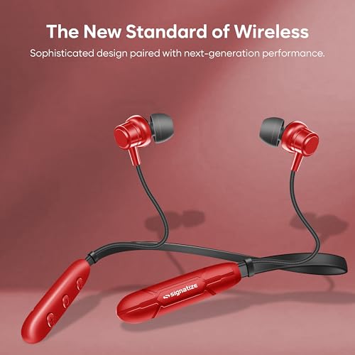 Image of Bluetooth Neckband Earphones, Bluetooth V5.4, 25+ Hours Playtime, C-Type Fast Charging Port, Multi-Function Integrated Controls, Red