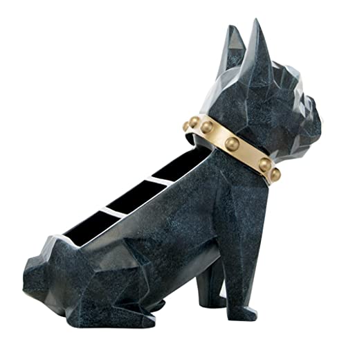 KITCISSL Schmuckaufbewahrung Dekoschale Taschenleerer for Eingangstabelle, 3 Gitter Hund Statue Dekoschalen Wohnzimmer Modern Dekoration Telefon Fernbedienung Box Organizer Box (Color : Blue a) Cover