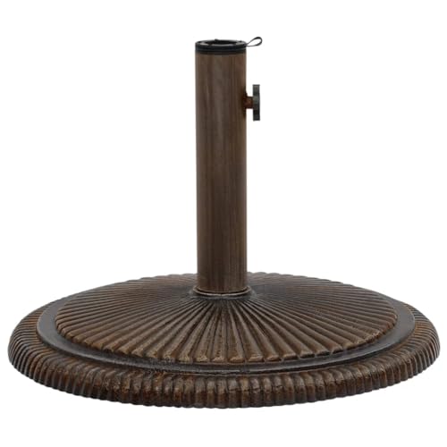 vidaXL Bronze Cast Iron Umbrella Base and Stand, 17.7x11.8 inches, Decorative Floral Pattern, Sturdy & Reliable Outdoor Umbrella Holder