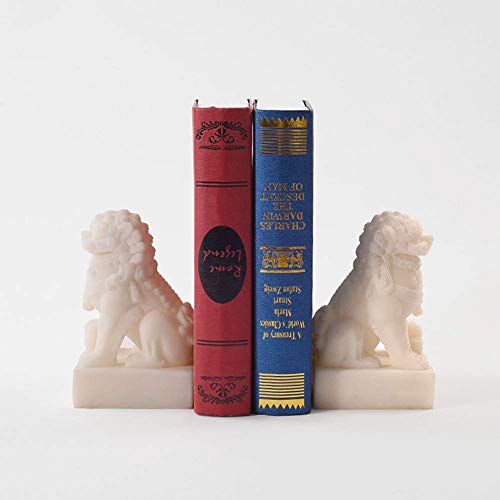 Lion Statues,Chinese Guardian Lion Sculpture Foo Dog Bookends For Shelf Study Office Decoration-A 11X9X18Cm(4X4X7Inch) #TOP2