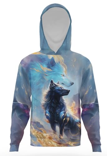 Teen Boys Girls Novelty Galaxy 3D Printed Sweatshirts Tops Pocket Pullover Hoodies 6-16 Years3