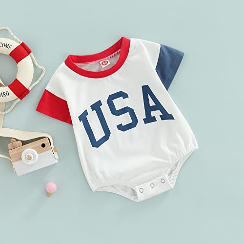 Twopumpkin Baby 4th of July Outfit Boy Girl Newborn Infant Toddler USA T Shirts Oversized Romper Onesie Cute Clothes3