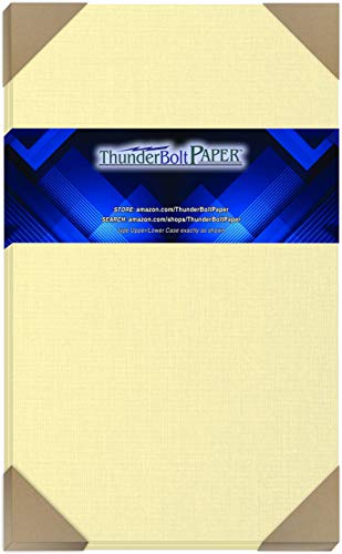 25 Ivory Linen 80# Cover Paper Sheets - 8.5  X 14  (8.5X14 Inches) Legal|Menu Size - 80 lb Pound Card Weight - Fine Linen Textured Finish - Quality Cardstock