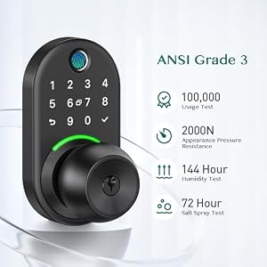 Keypad Smart Door Knob Lock, Yamiry Fingerprint Keyless Entry Handle Lock — photo 3 of 6