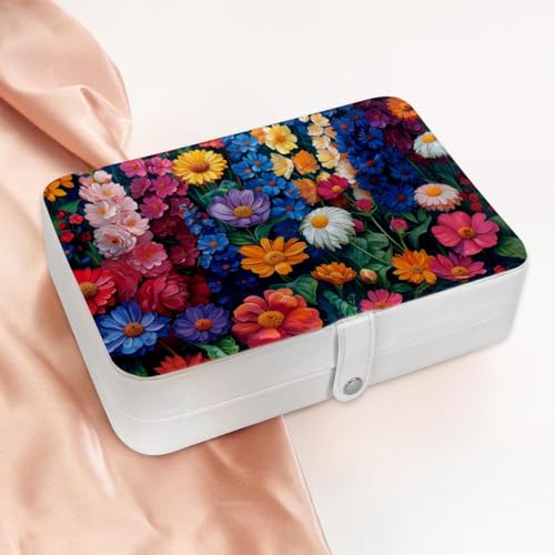 Boîte à bijoux en simili de qualité - Écrin de rangement rigide avec boucle en métal pour bagues - 3