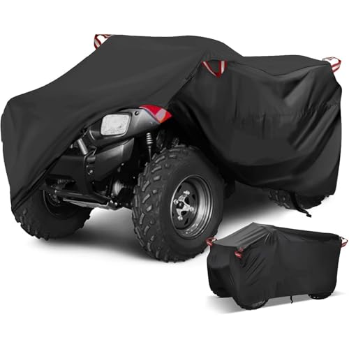▪【PROTEZIONE ANTIVENTO】: Le parti inferiori del nostro telo copri ATV Quad sono fissate con un elastico e con cinghie regolabili con fibbie per evitare che il telo si allenti a causa del vento e delle intemperie. Il design semplice lo rende facile da montare.