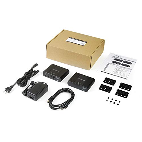 Image of StarTech 4-Port USB 2.0 Extender Over Ethernet /IP Network Hub up to 330ft | USB over Gigabit LAN or Direct Cat5e /Cat6 Cable (RJ45) Extender Adapter, USB Extender Kit, USB2G4LEXT2NA, 100m