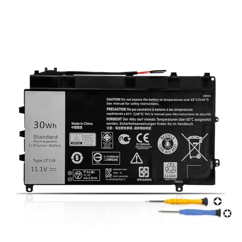K KYUER 30Wh 271J9 Laptop Batería para DELL Latitude 13 7000 7350 Series 13.3-Inch 2-in-1 Detachable Convertible Ultrabook Laptop/Tablet GVY32 Core M-5Y71 0271J9 GWV47 0GWV47 MN791 0MN791 YX81V 3WKT0