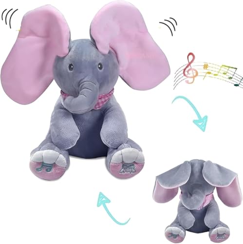 Image of CRIYALE Elephant Musical Soft Toy Peek A Boo for Babies | Animated Singing Plush Toy with Flapping Moving Ears for Infants, Toddlers, Kids, Newborns | Interactive Singing Toy Cute with Sound Effects