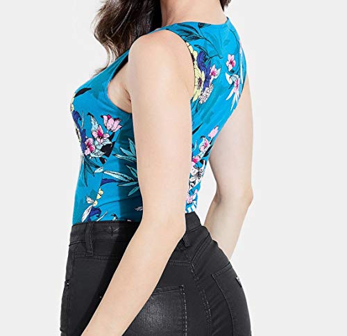Guess Womens Jenny Thong V-Neck Bodysuit Blue S #TOP1