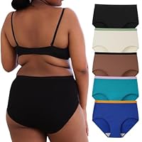 INNERSY Ladies Underwear Plus Size Cotton Knickers Granny Pants Full Briefs Women Multipack 5 (16, 1 Black/Multicolor with Contrast Waist)