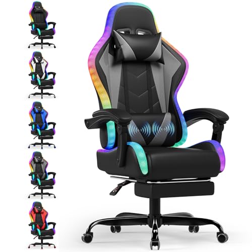 Devoko LED Gaming Stuhl, Cool und Augenschonendes. Ergonomischer Bürostuhl mit