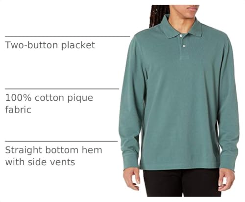 Amazon Essentials Men's Regular-Fit Long-Sleeve Pique Polo, Sage, X-Large - image 4