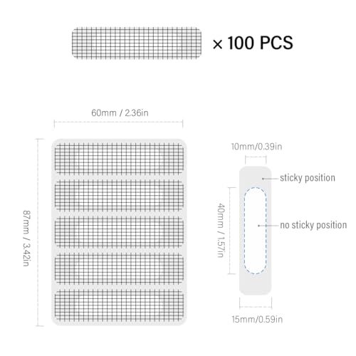 FOMGIIN 100 Stück Fliegennetz Reparaturset, Moskitonetz Fliegengitter Insektennetz Reparatur netz, Klettverschluss selbstklebender FensterMoskitonetz reparaturbandInsektenschutz selbstklebend, Grau