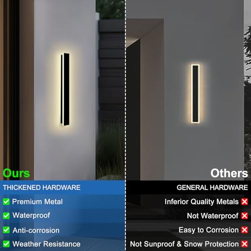 Image of Modern Outdoor Wall Lights 2 Pack 31.5inch Long Outdoor Sconce Light | Outdoor Light Fixtures Wall Mount LED 3000K Linear Exterior Sconce IP65 Waterproof Outside Light Fixtures for House Garage