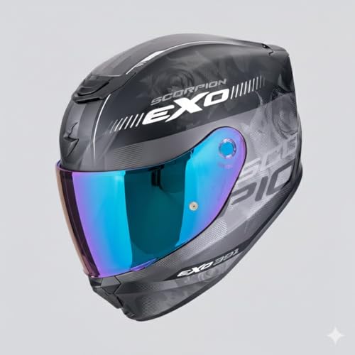 Scorpion Exo-391 AVA Gris Mate | Casco de Moto Integral Unisex Hombre y Mujer Homologado ECE 22.06 (M) + Visera Azul