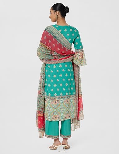 Image of BIBA Women Rayon Liva Gathered Kurta Palazzo Suit Set