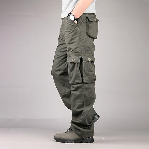 Men's Casual Cargo Pants Workout Joggers Straight Sweatpants Hiking Drawstring Tactical Pants with Multi Pockets2