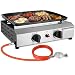 LIFERUN Plancha Gasgrill Klein 4,8KW(16500 BTU), Tragbarer Tischgrill Edelstahl mit 2 Brenner, Keramische Lackbeschichtung Grillfläche, Kompakt Tischgasgrill Picknickgrill für Camping Balkon Garten