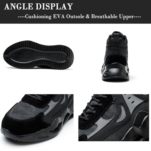 Image of Nutropa Steel Toe Boots for Men, Lightweight Work & Safety Shoes Puncture Proof Steel Toe Shoes,Black 13 Women /11.5 Men