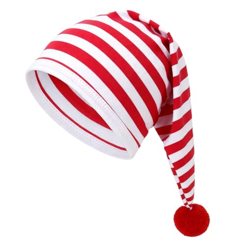 Meleager Cappello da Notte Adulti, Cotone, Strisce Rosse e Bianche