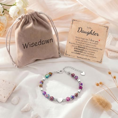 Image of Gifts for Women & Girl, Healing Natural Stone Beads Heart Bracelets with Quote Card, Back to School Valentines Mothers Day Graduation Christmas Birthday Gifts