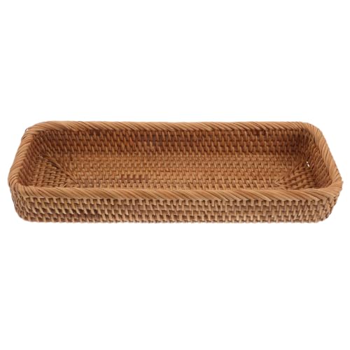Bandeja de ratán tejida rectangular para almacenamiento de frutas secas y base de cocina 2