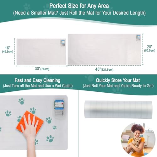 SEERWAY Scat Mat for Dogs and Cats, 2-Pieces Pet Training Mat with 3 Modes | Indoor Electric Shock Pad Keeps Pets Off Couch, Sofa, Countertop | 2 Sizes (48"x20" + 30"x16") by SEERWAY - Used condition - Image 4