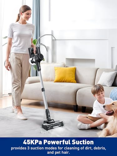 Image of VOKENE Cordless Vacuum Cleaner, 8 in 1 Powerful Suction Lightweight Vacuum Cleaner for Home, LED Display, 3 Suction Modes, 45Mins Detachable Battery Vacuum for Hard Floor Carpet Pet Hair