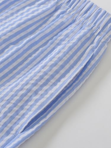 Latuza Women's Seersucker Cotton Summer Pajama Set Button Down Pj Set4