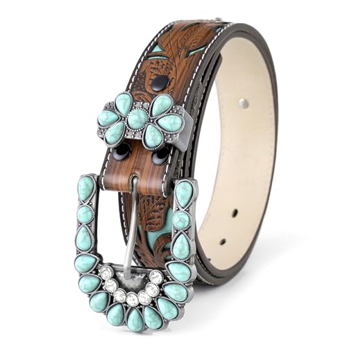 Ceinture western en cuir gaufré avec boucle médiévale vintage