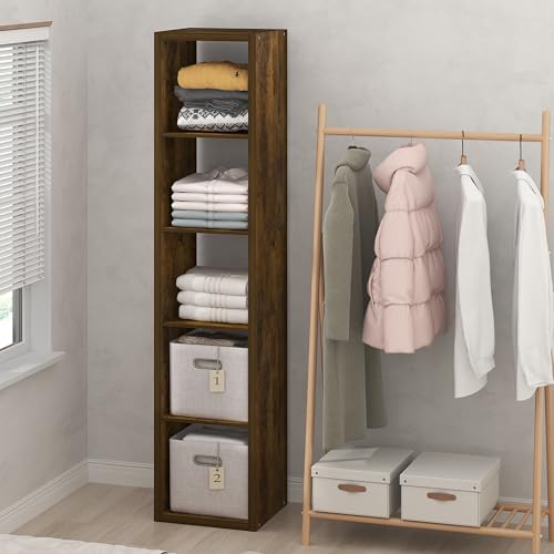 Image of Furinno Cubic Extra Thick 5-Cube Closet Organizers and Storage, Amber Pine | 14.6 x 16 x 72 in, Open Shelf Closet Storage, Closet Organizer, for Wardrobe, Bedroom, Living Room