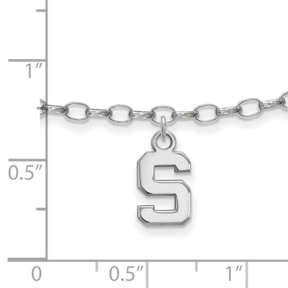 LogoArt Sterling Silver Michigan State University Anklet, 9 Inch