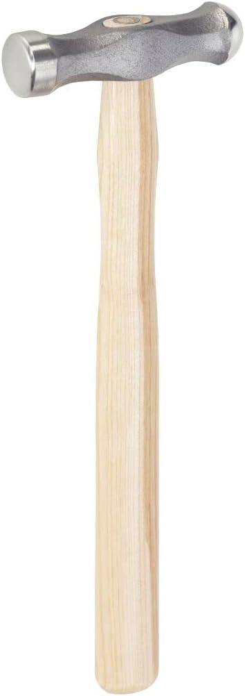 Picard Polishing Hammer 250g – Dual Polished Round Faces (Flat & High Bowed, 24mm), Hardened Alloy Steel Head, Ash Handle, Jewelry & Metalworking Tool – 0016901-0250
