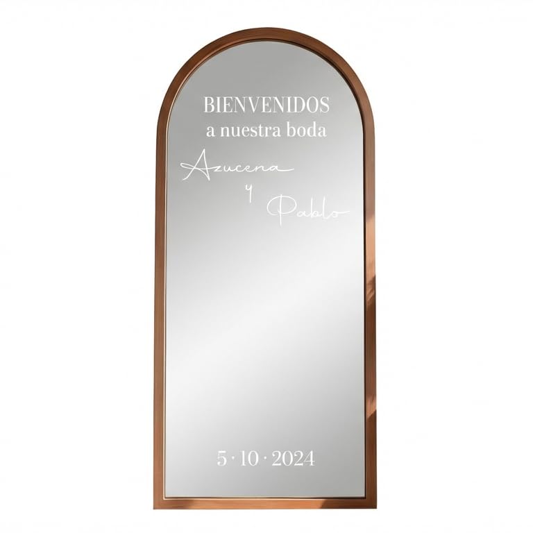 Genérico Pegatina de Vinilo Blanco Adhesivo Personalizado para Espejo   Ideal para Decoración de Bodas y Eventos Especiales