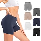 Sexy Basics Women's 6 Pack Cotton Stretch Light Weight Boyshort Boxer Brief Undershorts (6 Pack- Black/White/Navy/Nude/Charcoal/Grey, Large)