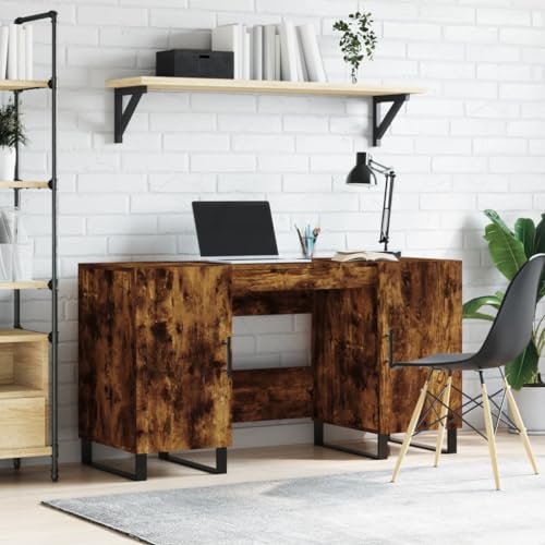 LLEZKBR Escritorio de oficina de roble ahumado, 140 x 50 x 75 cm, madera de ingeniería
