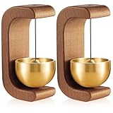 Zonon 2 Pcs Magnetic Wooden Wind Chime Doorbell Decoration Shopkeepers Bell for Door Opening C Shape for Refrigerator Room Garden Restaurant Housewarming Gift (Black Walnut)