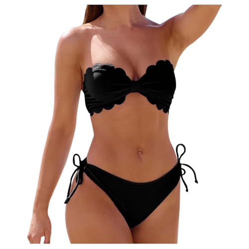 Maillot de bain deux pièces femme noir XS ensemble bikini bandeau de plage