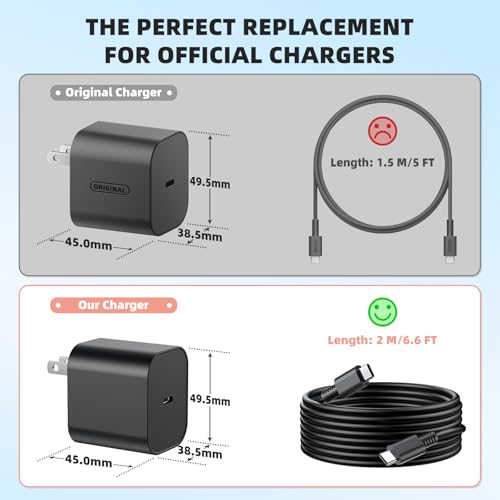 Image of Switch 2 Charger with 6.6FT(2M) Charging Cable - 60W AC Power Adapter Support 4K TV Dock Mode, Power Supply 20V /3A for Nintendo Switch /OLED /Lite&Steam Deck, Xbox 360 Console - Original Quality (6.6FT)