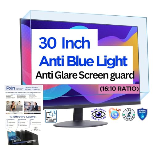 Image of Pxin 30 Inch (16:10) Monitor Screen Protector | Anti Glare | Touch Support | Blue Light Filter | 99% UV A /B /C Block | Scratch Resistant Matte Film | Reduce Digital Eye Strain