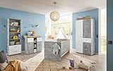 M Möbel-Direkt Deutschlands schnelle Möbel Babyzimmer Matino 4 teiliges Kinderzimmer Komplett Set in modernem Beton hell und Weiß - SUPER Spar- Set