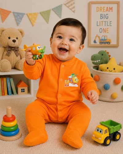 Image of EIO 100% Cotton Rompers Sleepsuits Jumpsuit Night Suits for Infants Newborn Baby Boys & Girls