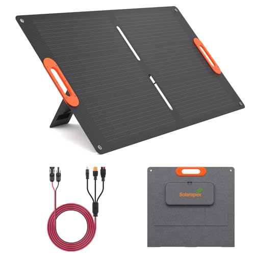Image of Solarapex 100W Portable Solar Panel, IP67 Waterproof ETFE One-Piece Lamination, 23.5% Efficiency Foldable Charger, USB/Type-C/MC4/XT60/DC8020/Anderson Output for Power Station Camping RV