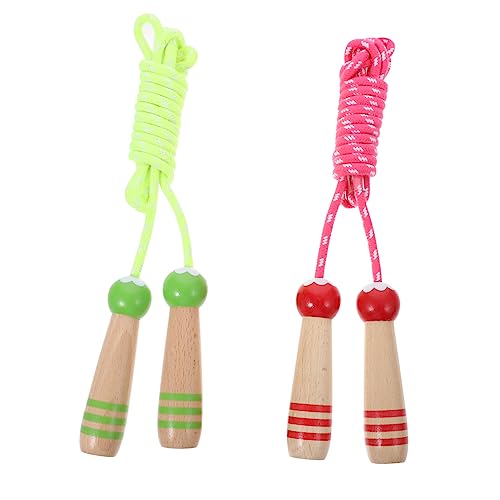 POPETPOP 2Pcs Adjustable Jumping Ropes for Skipping Ropes with Lightweight Wooden Handles for Outdoor Fun Exercise Activities