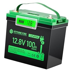 HYSINCERE 12V 100Ah LiFePO4 MINI Lithium Batterie mit LED, Max.15000 Zyklen & 100A Intelligente BMS, 12 Volt Deep Cycle Akku 1280Wh Wiederaufladbare für Wohnmobil, Camping, Solar Home Systeme, Boote