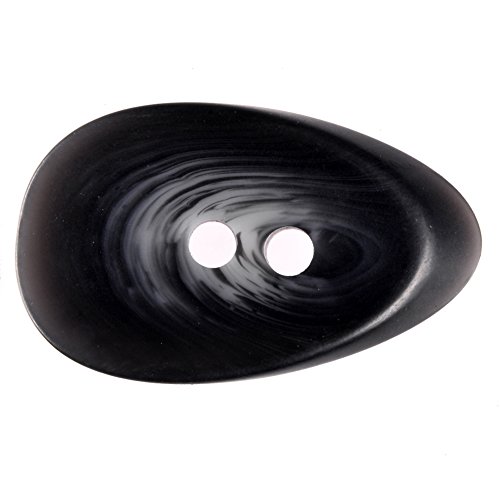 Mibo 4Pcs Polyester Rod Horn Toggle Button - 2 Hole - Diagonal Slice Teardrop Shape With Concave Center - 62L(40Mm) - Charcoal - Matte Finiah #TOP1