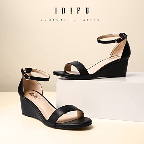 IDIFU Wedge Sandals Heels for Women Dress Shoes Open Toe with Ankle Strap for Wedding Bridal Evening Cocktail2