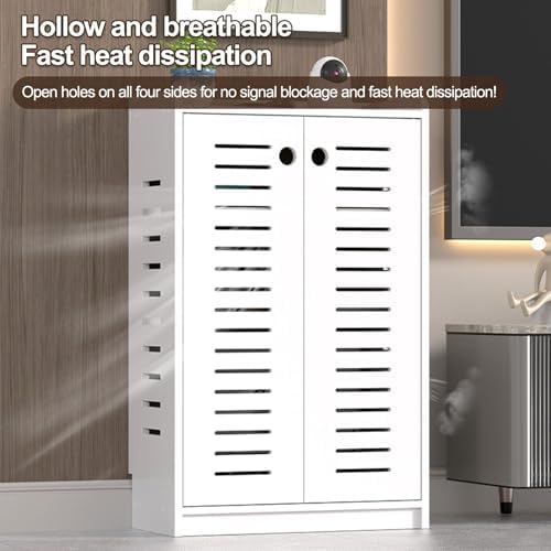 WiFi Router Hidden Storage Cabinet, Double-Deck Shelf with Cable Management Organizer, Stylish Home Office & Living Room Solution