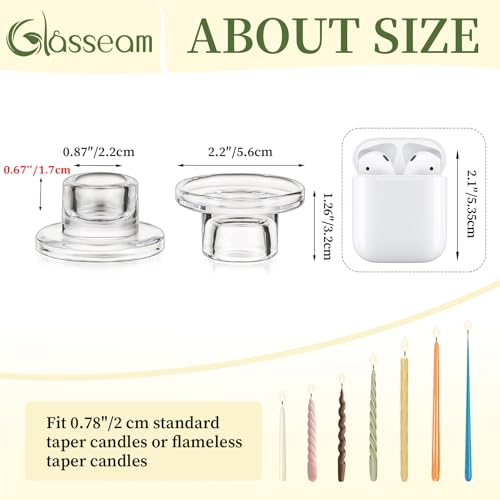 Glasseam Glass Tapered Candlestick Holders: 20Pcs Small Taper Candle Holders Bulk Short Candle Stick Candle Holder Clear Modern Candle Holder for Table Centerpiece Wedding Christmas Dining Party Decor by Glasseam - Image 5
